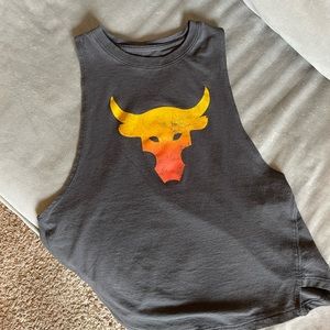 Project Rock Under Armour Cutoff Muscle Tee Grey Women’s XS